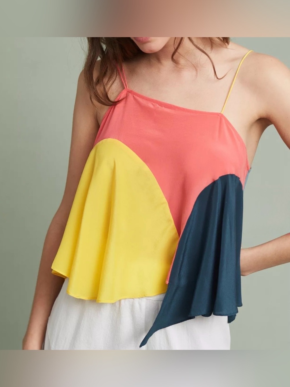 🆕Lilka By Anthropology 100% Silk Vista Colourblocked Cami Top M🆕